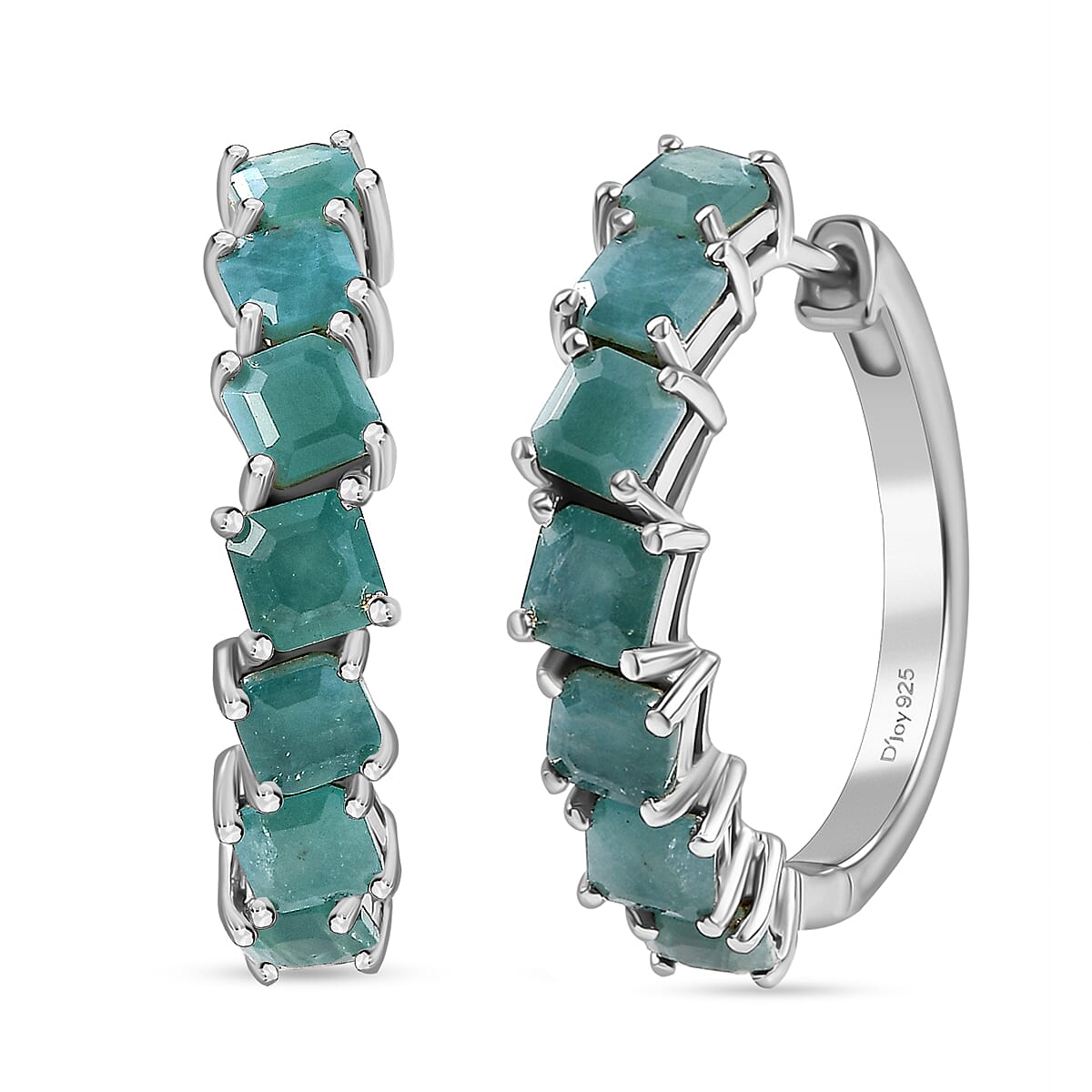 D'Joy Grandidierite 4.80 ctw Wave Earrings in Rhodium Over Sterling Silver