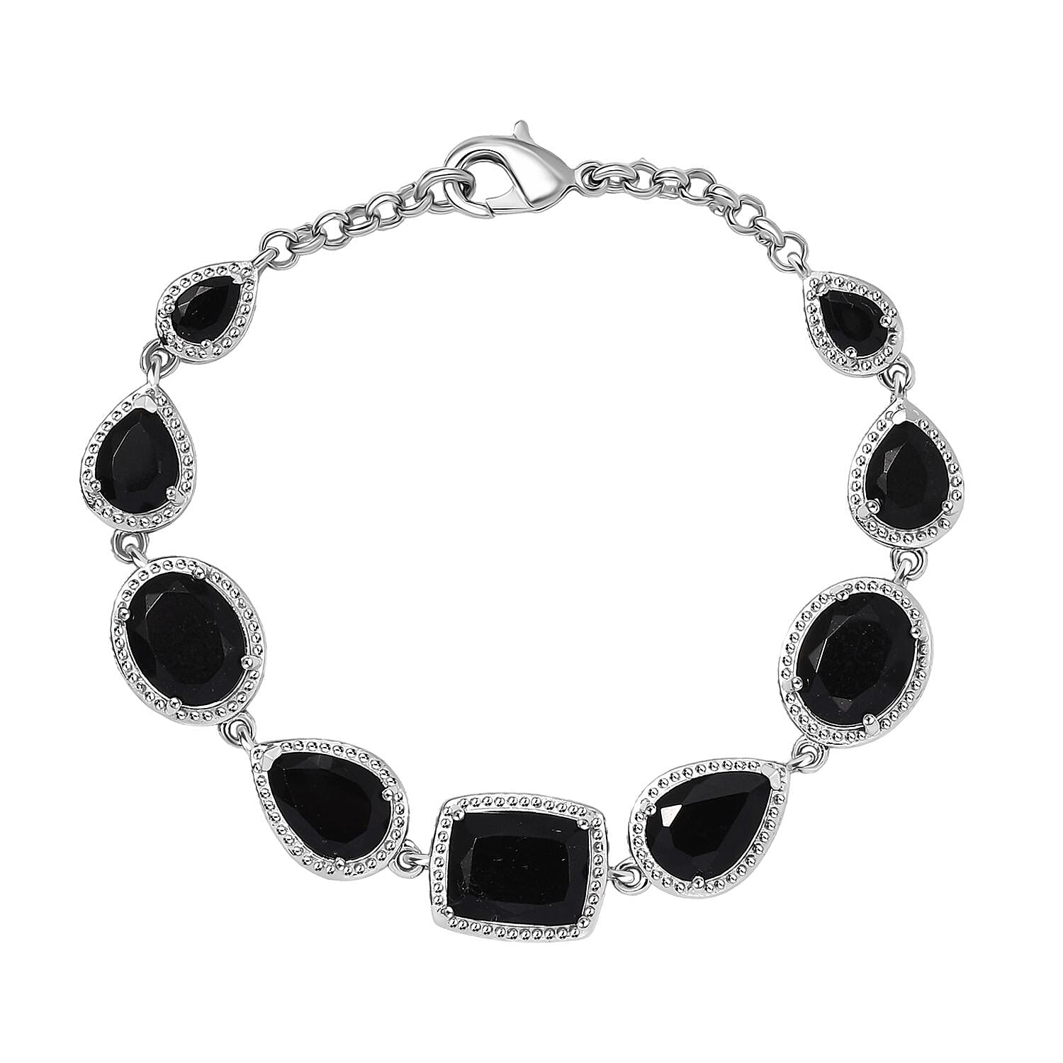 Karis California Black Jade 15.70 ctw Bracelet in Platinum Bond (6.50 In)