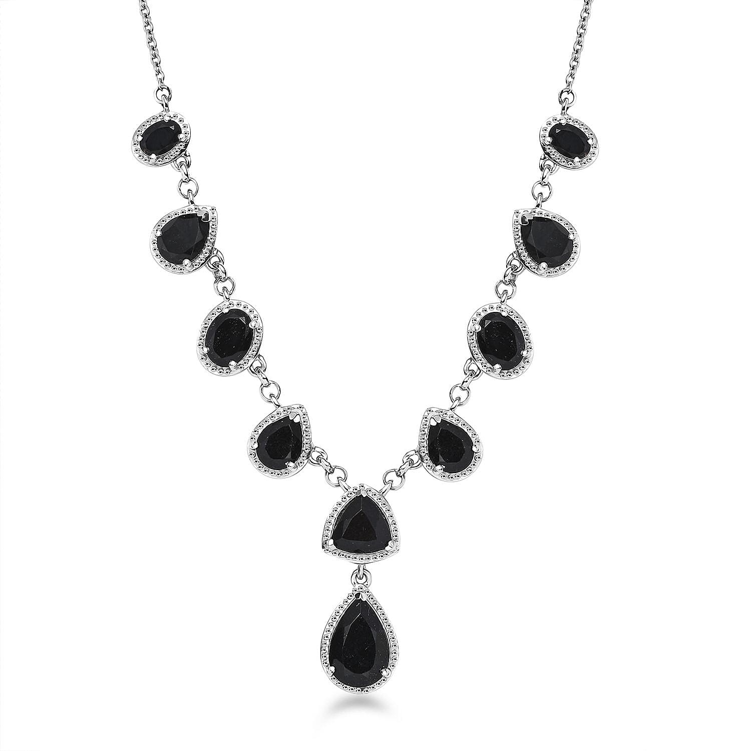 Karis California Black Jade 13.40 ctw Necklace in Platinum Bond 18-20 Inches