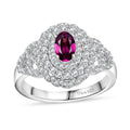 AAA Radiant Ember Garnet, Moissanite Ring in Rhodium Over Sterling Silver (Size 10.0) 1.30 ctw - Sticky add to cart bar