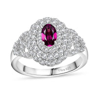 AAA Radiant Ember Garnet, Moissanite Ring in Rhodium Over Sterling Silver (Size 10.0) 1.30 ctw