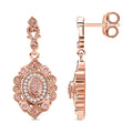 D'Joy Natural Pink and White Diamond I3 0.35 ctw Filigree Drop Earrings in 18K Vermeil Rose Gold Over Sterling Silver - Sticky add to cart bar