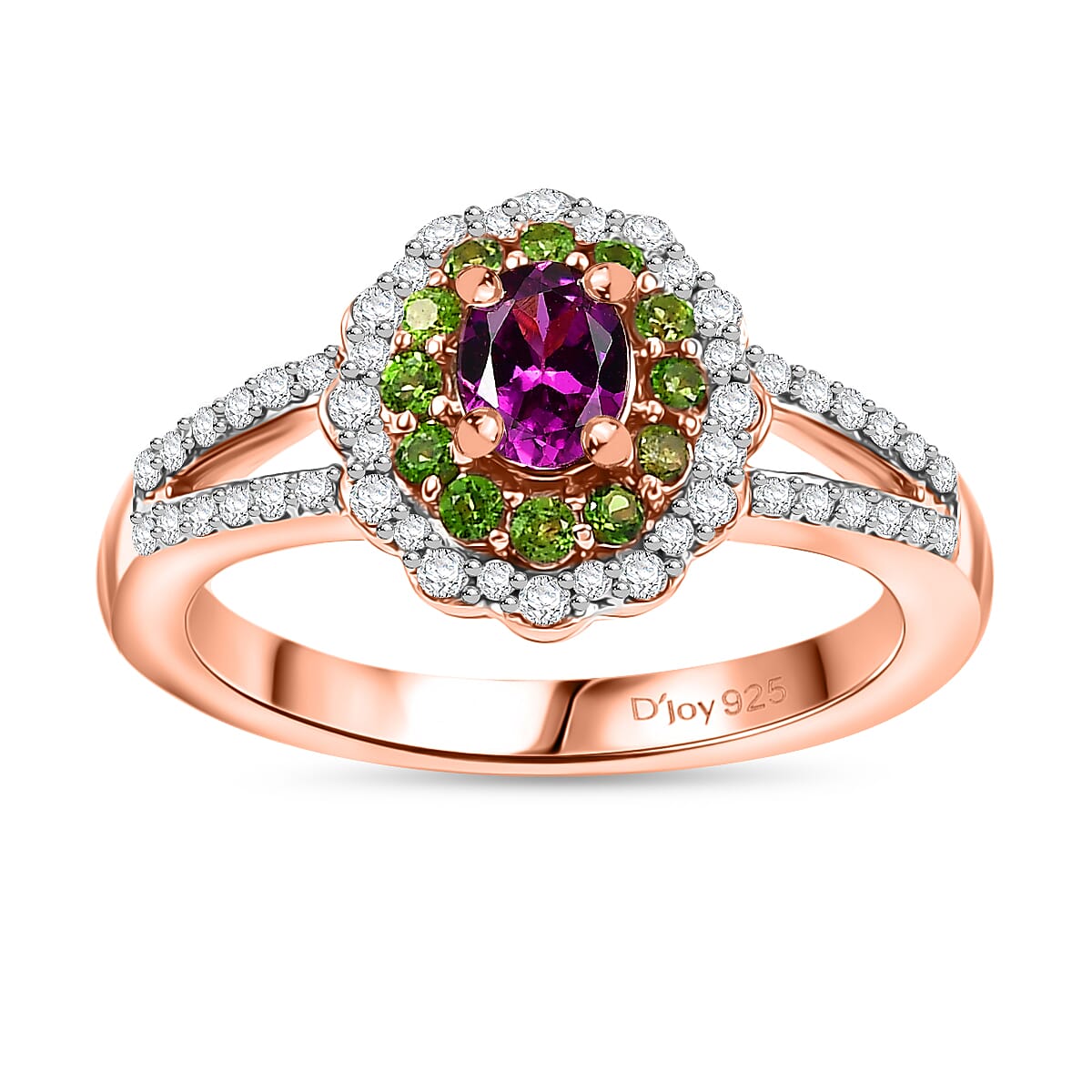 AAA Radiant Ember Garnet, Mutli Gemstone Ring in 18K Vermeil RG Sterling Silver (Size 10.0) 1.00 ctw