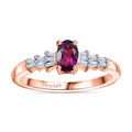 AAA Radiant Ember Garnet and White Diamond 0.65 ctw Ring in 18K Vermeil Rose Gold Sterling Silver (Size 10.0) - Sticky add to cart bar
