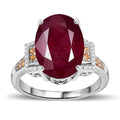 Niassa Ruby (FF), Multi Gemstone Scarlet Elegance Ring in Rhodium Over Sterling Silver (Size 10.0) 10.15 ctw - Sticky add to cart bar