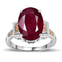 Niassa Ruby (FF), Multi Gemstone Scarlet Elegance Ring in Rhodium Over Sterling Silver (Size 10.0) 10.15 ctw