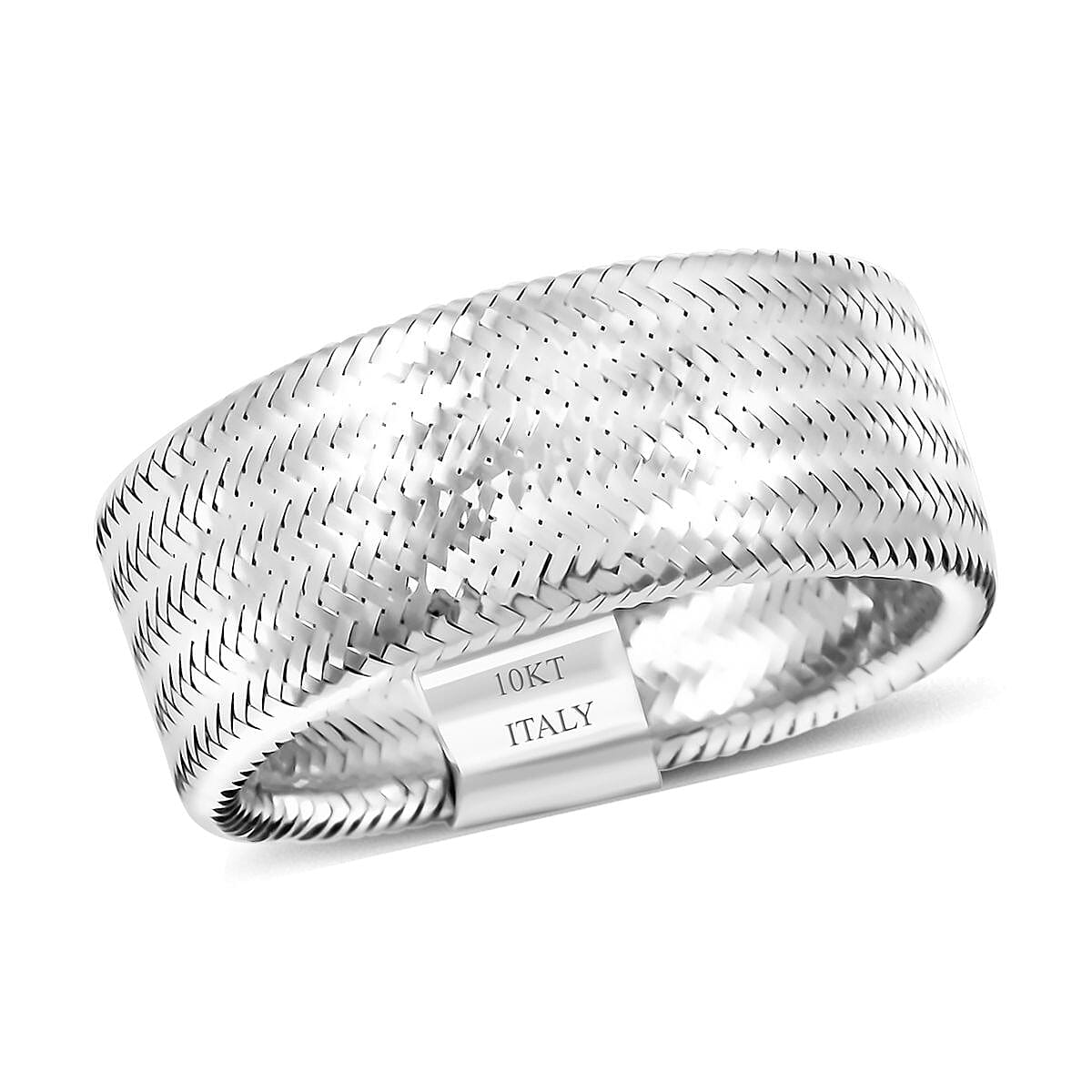 Italian 10K Yellow Gold 8mm Mesh Stretch Ring (0.85 g)