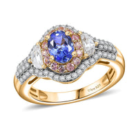 Premium Tanzanite, Multi Gemstone Ring in 18K Vermeil YG Over Sterling Silver (Size 10.0) 2.20 ctw