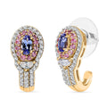 Premium Tanzanite, Multi Gemstone J-Hoop Earrings in 18K Vermeil YG Over Sterling Silver 2.00 ctw - Sticky add to cart bar