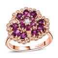 AAA Radiant Ember Garnet, White Zircon Peacock Feather Ring in 18K Vermeil RG Over Sterling Silver (Size 10.0) 3.15 ctw - Sticky add to cart bar