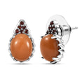 D'Joy Caramel Opal and Mozambique Garnet 4.00 ctw Floral Earrings in Platinum Over Sterling Silver - Sticky add to cart bar