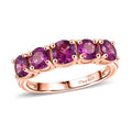 AAA Radiant Ember Garnet 2.25 ctw 5 Stone Ring in 18K Vermeil Rose Gold Sterling Silver (Size 10.0) - Sticky add to cart bar