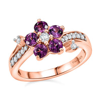 AAA Radiant Ember Garnet, White Zircon Ring in 18K Vermeil RG Sterling Silver (Size 10.0) 1.35 ctw