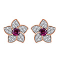 D'Joy AAA Radiant Ember Garnet and White Zircon 1.70 ctw Floral Earrings in 18K Vermeil Rose Gold Sterling Silver - Sticky add to cart bar
