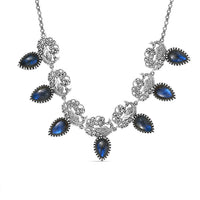 D'Joy Indian Artisan Crafted AAA Malagasy Labradorite 15.90 ctw Regal Splendor Necklace in Sterling Silver 18-20 Inches