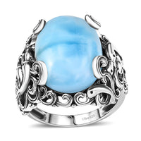 Artisan Crafted Larimar Fancy Ring in Sterling Silver (Size 10.0) 13.70 ctw