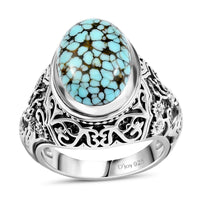 Artisan Crafted Premium Blue Moon Turquoise Solitaire Ring in Sterling Silver (Size 10.0) 6.20 ctw