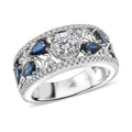 Modani White Diamond (VS,G) and Blue Sapphire 1.76 ctw Ring in 950 Platinum 9.55 Grams - Sticky add to cart bar