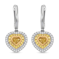 Modani Natural Yellow and White Diamond 0.61 ctw Earrings in 950 Platinum and 18K Yellow Gold