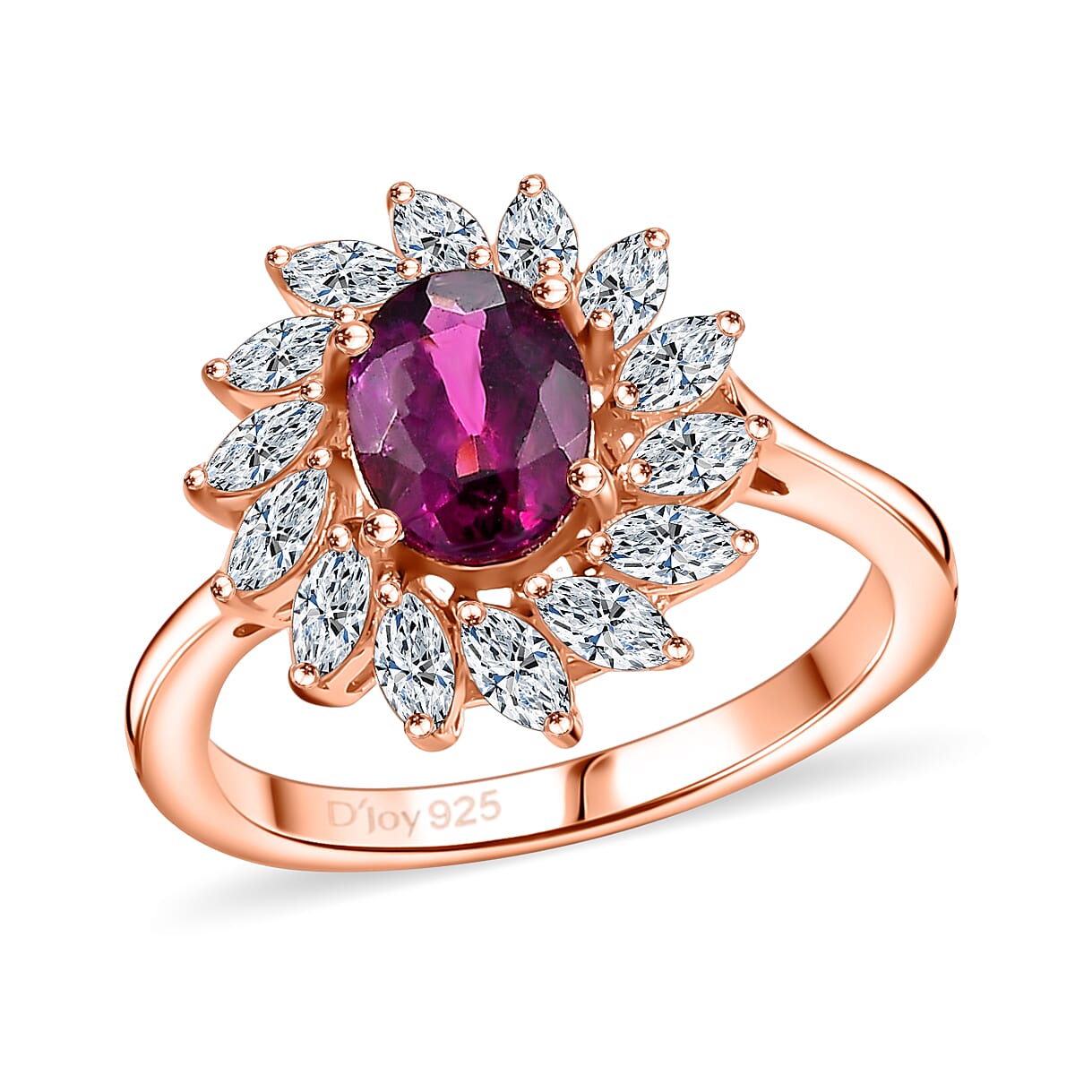 Radiant Ember Garnet ,  Moissanite  Solitaire Ring in 18K RG Vermeil Sterling Silver 2.55 ctw