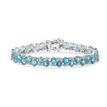 Premium Betroka Blue Apatite and Moissanite 14.80 ctw Bracelet in Rhodium Over Sterling Silver (7.25 In) - Sticky add to cart bar