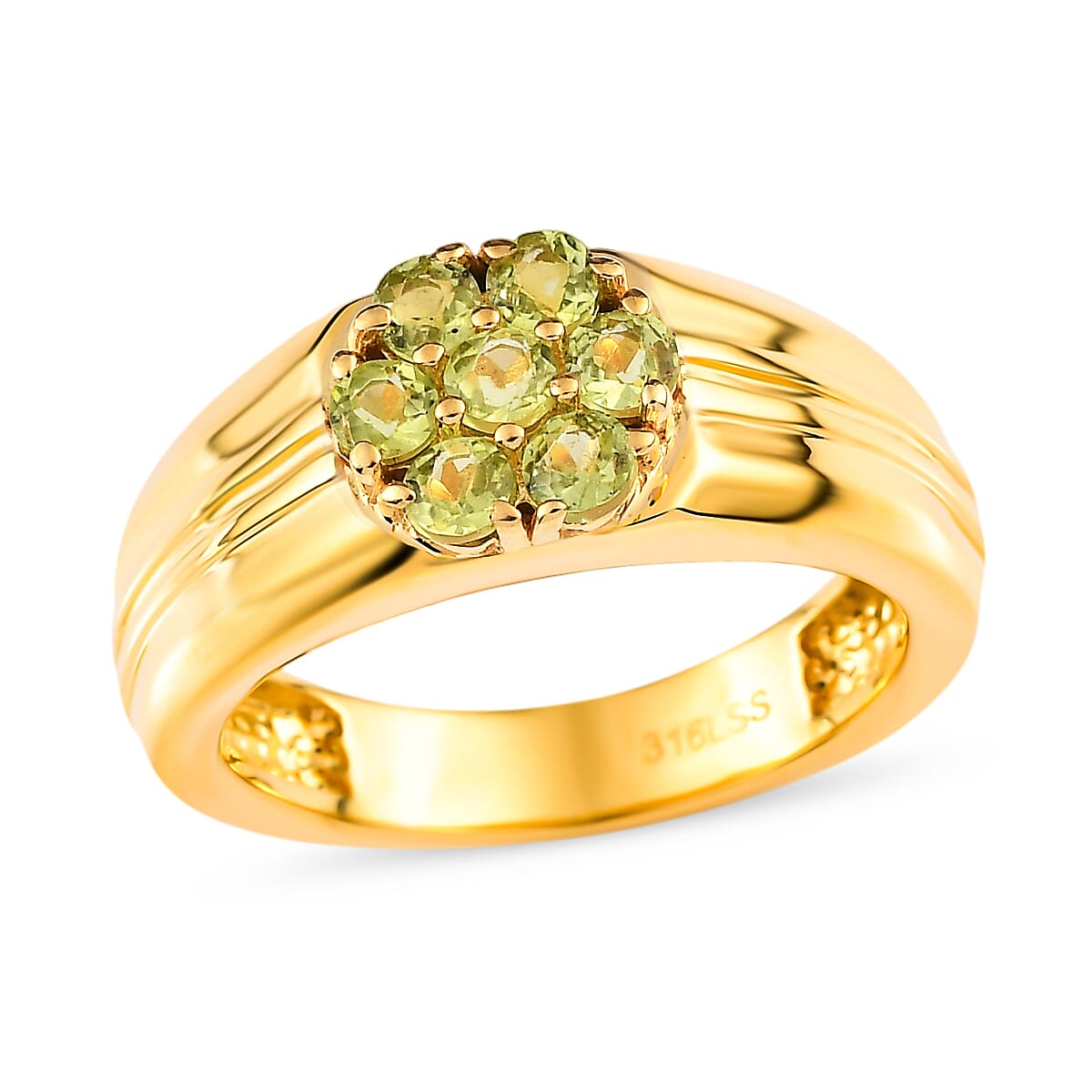 Arizona Peridot Mens Ring in ION Plated YG Stainless Steel (Size 10.0) 0.90 ctw