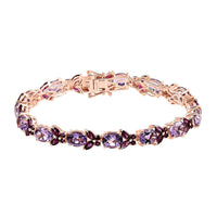 Epic Deal AAA Rose De France Amethyst, Orissa Rhodolite Garnet Bracelet in 18K Vermeil RG Over Sterling Silver (7.25 In) 21.65 ctw
