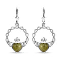 D'Joy Connemara Marble 4.40 ctw Claddagh Earrings in Rhodium Over Sterling Silver - Sticky add to cart bar