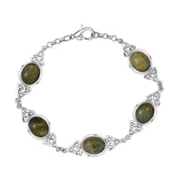 Karis Connemara Marble 16.40 ctw Celtic Trinity Knot Bracelet in Platinum Bond (7.25 In)