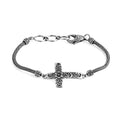 Bali Legacy Flower Cross Bracelet in Sterling Silver (8.00 In) 10.90 Grams - Sticky add to cart bar