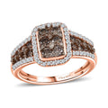 Nature Champagne and White Diamond Statement Ring in 18K Vermeil RG Sterling Silver (Size 10.0) - Sticky add to cart bar