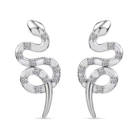 Luxuriant Lab Grown Diamond G-H, SI 0.35 ctw Serpent Earrings in Rhodium Over Sterling Silver