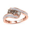 Nature Champagne and White Diamond Ring in 18K Vermeil RG Sterling Silver (Size 6.0) 1.00 ctw - Sticky add to cart bar