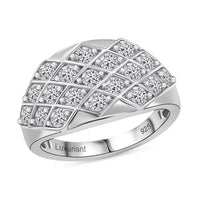 Luxuriant Lab Grown Diamond (G-H, SI) Art Deco Ring in Rhodium Over Sterling Silver (Size 10.0) 1.00 ctw