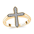 Luxuriant Lab Grown Diamond (G-H, SI) Cross Ring in 18K Vermeil YG Over Sterling Silver (Size 7.0) 0.20 ctw - Sticky add to cart bar