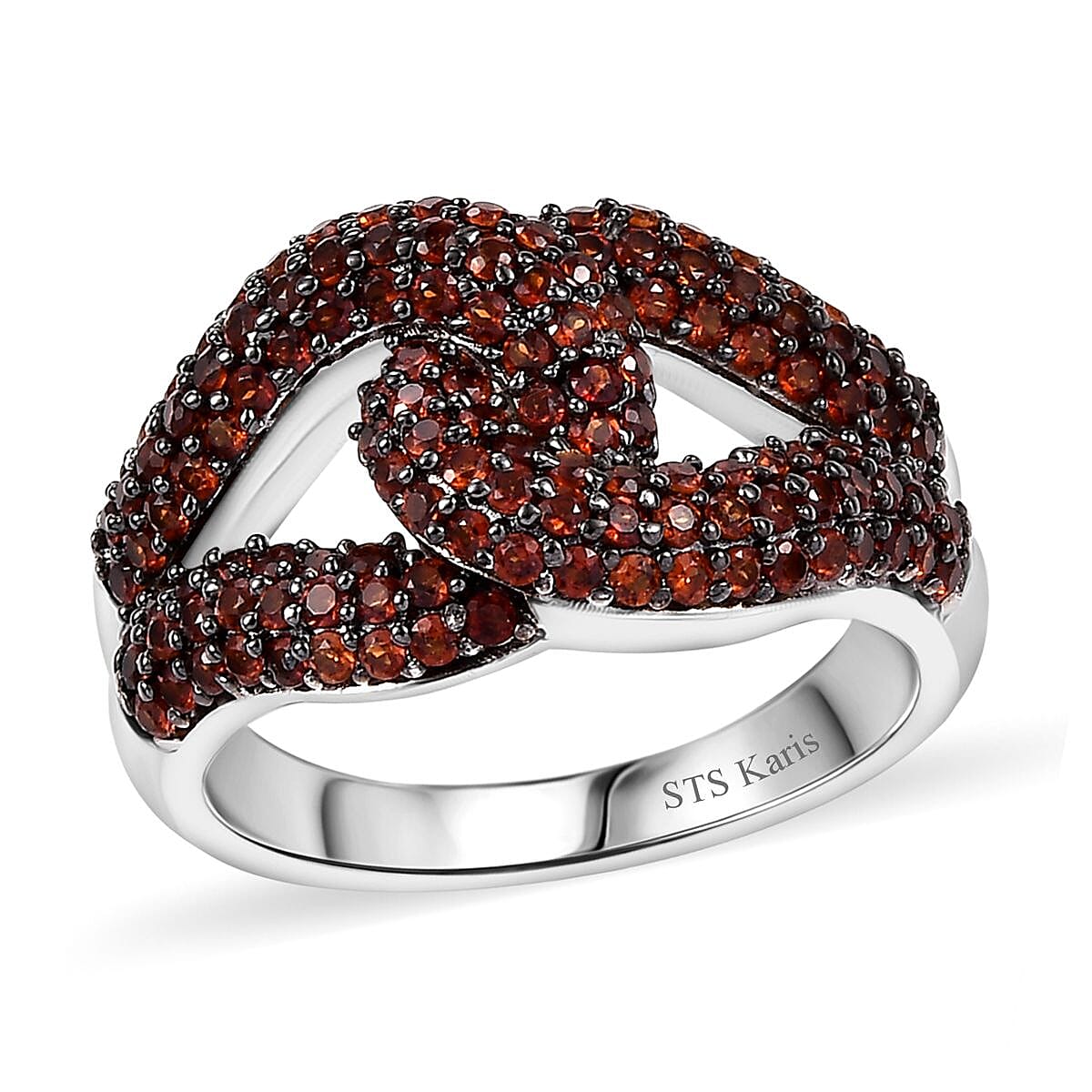 Karis Premium Mozambique Garnet 1.35 ctw Interlocking Ring in Platinum Bond (Size 10.0)
