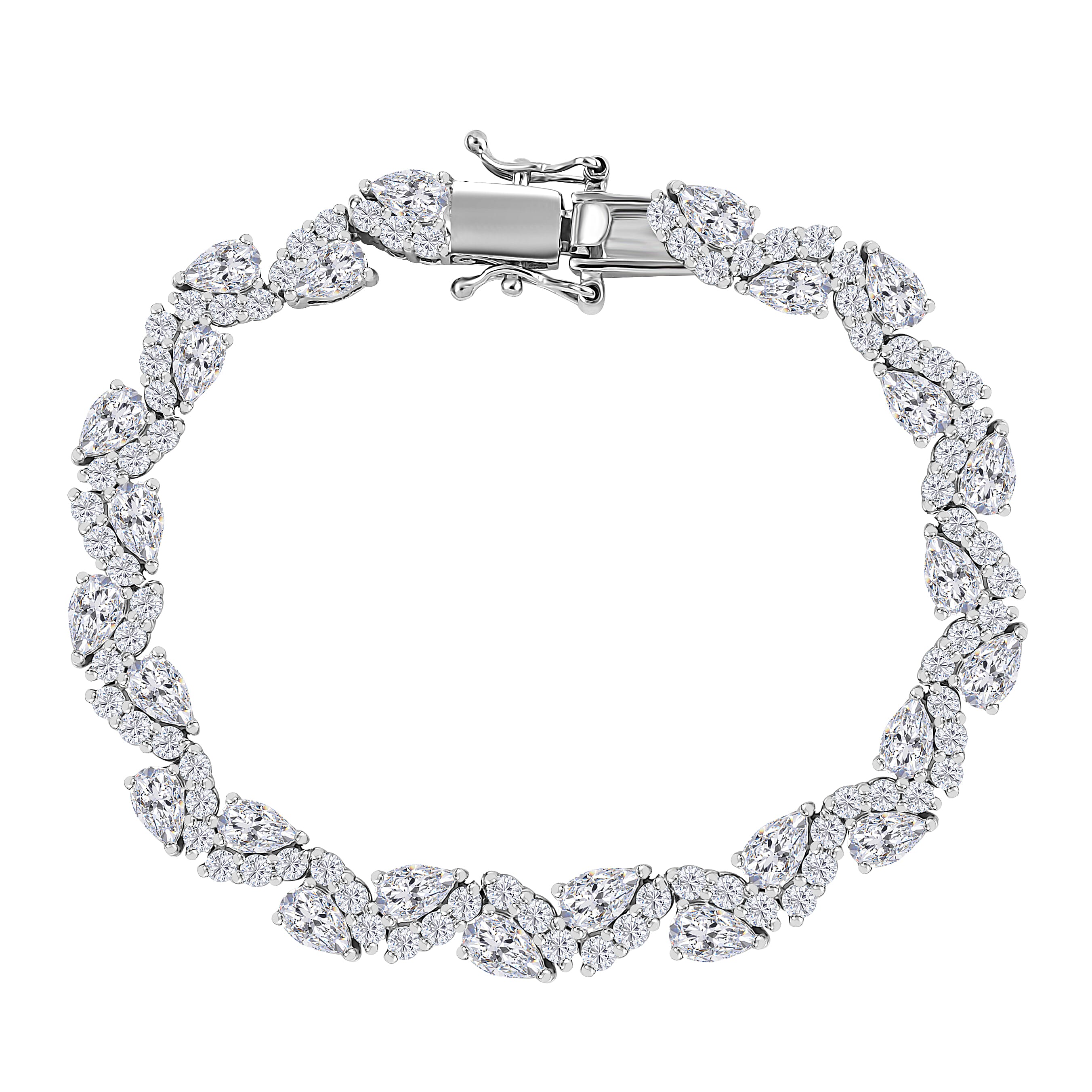 Moissanite 7.40 ctw Bracelet in Rhodium Over Sterling Silver (6.50 In)
