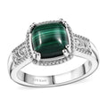 Karis African Malachite, White Zircon Ring (Size 10.0) 3.60 ctw - Sticky add to cart bar