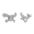 Luxuriant Lab Grown Diamond G-H SI 0.50 ctw Love Knot Earrings in Platinum Over Sterling Silver - Sticky add to cart bar
