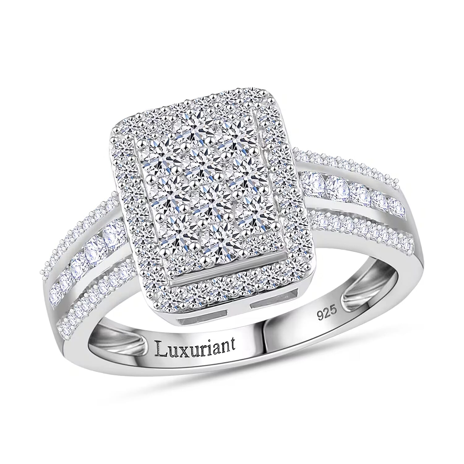 Luxuriant Lab Grown Diamond G-H, SI 1.00 ctw Ring in Rhodium Over Sterling Silver (Size 10.0)