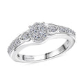 Luxuriant Lab Grown Diamond (G-H, SI) Floral Ring in Rhodium Over Sterling Silver (Size 7.0) 0.50 ctw - Sticky add to cart bar