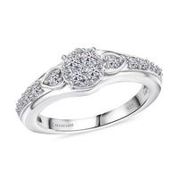 Luxuriant Lab Grown Diamond (G-H, SI) Floral Ring in Rhodium Over Sterling Silver (Size 7.0) 0.50 ctw