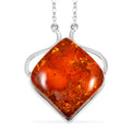 Baltic Amber Fancy Shape Necklace in Sterling Silver 21 Inches - Sticky add to cart bar
