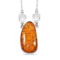 Baltic Amber Fancy Shape Designer Necklace in Sterling Silver 21 Inches
