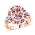 Pink Morganite and Multi Gemstone 2.50 ctw Floral Ring in 18K Vermeil Rose Gold Over Sterling Silver (Size  10.0) - Sticky add to cart bar