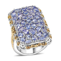 D'Joy Tanzanite Ring in 18K Vermeil YG and Rhodium Over Sterling Silver (Size 10.0) 5.60 ctw