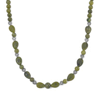 Connemara Marble Beaded 110.00 ctw Necklace 18-20 Inches in Silvertone