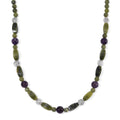 Connemara Marble and African Amethyst Beaded 185.00 ctw Necklace 18-20 Inches in Silvertone - Sticky add to cart bar