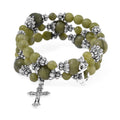 Connemara Marble Beaded Stretch 250.00 ctw Bracelet with Charm in Silvertone - Sticky add to cart bar