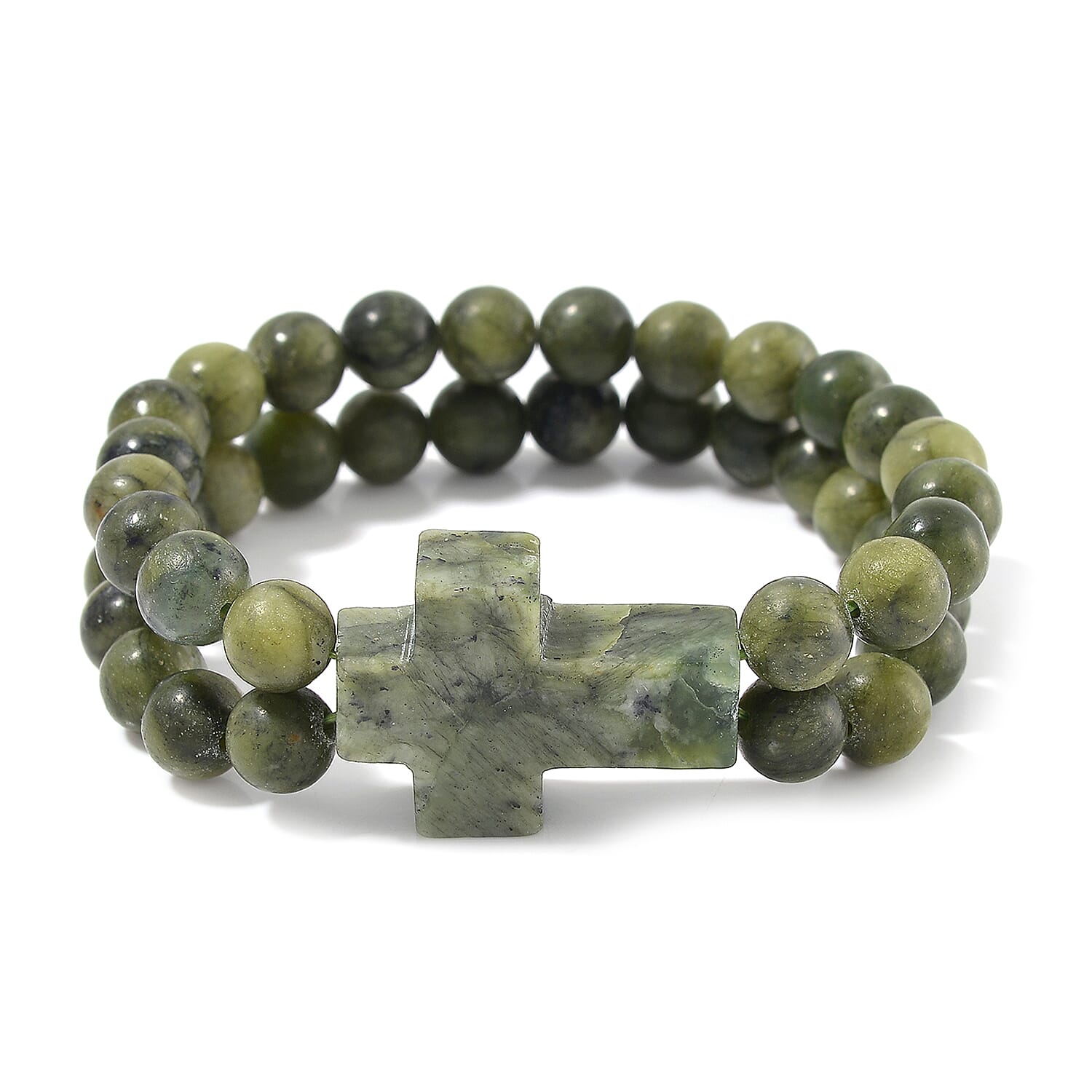 Connemara Marble 220.00 ctw Beaded Stretch Bracelet